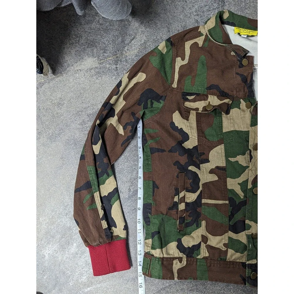 Vintage 90s Y2K Green Army Camo 1996 World Series Jacket Eagle Skull Grunge - Picture 6 of 10